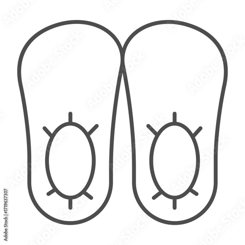 Cellophane socks for shoes thin line icon, surgery workwear concept. Vector graphics. Socks pair for antibacterial protection sign on white background, outline style icon of mobile or web design.