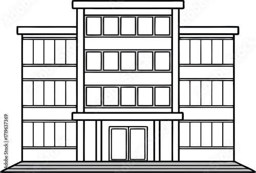 workplace corporate building silhouette illustration, office tower business art
