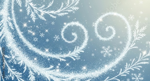 Sparkling Swirls of Frost and Snowflakes Adorn a Winter Sky