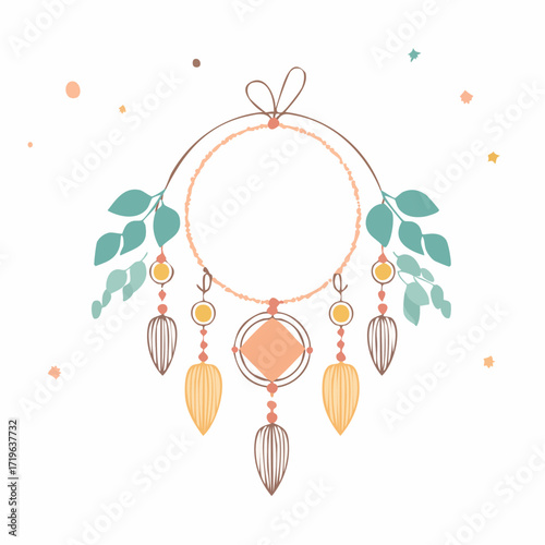 Pastel Dreamcatcher with Eucalyptus Leaves and Boho Accents