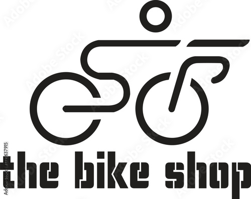 Bicycle shop logo design  vector image, Monoline style logo