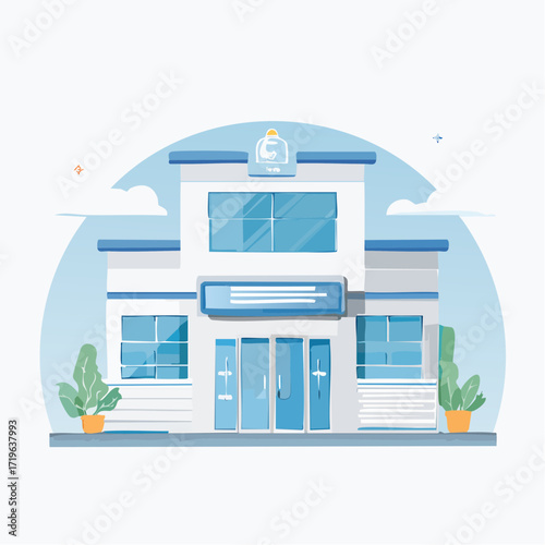 Modern Hospital Building Exterior Illustration