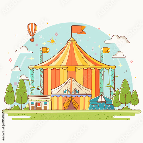 Pixel Art Circus Tent Illustration