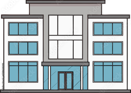 office building silhouette vector, workplace corporate skyscraper design
