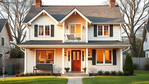 Family home exterior with warm domestic atmosphere in natural afternoon light.
