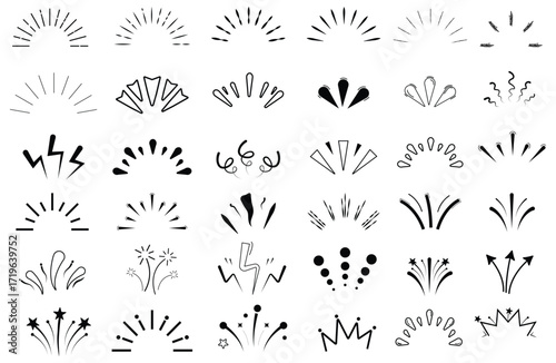 Doodle line sparkles and rays atmosphere for various design projects Vector