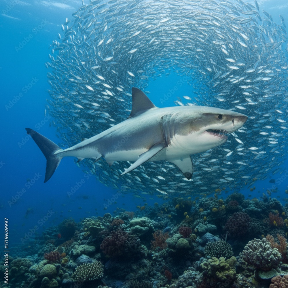 Naklejka premium shark in the sea