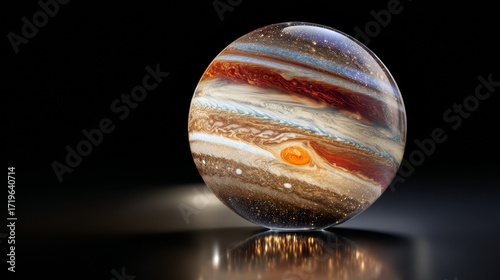 Detailed artistic representation of planet jupiter with colorful bands and great red spot
