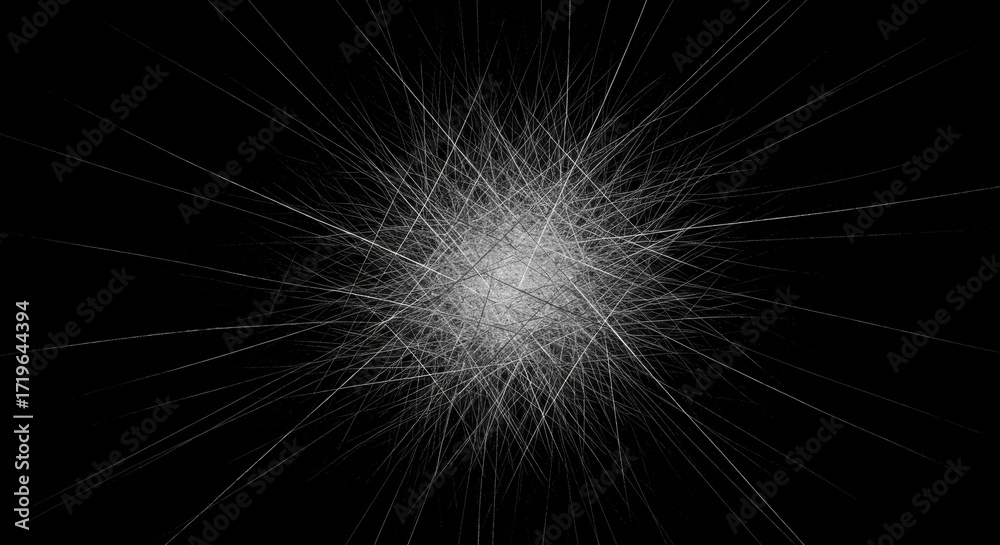 Obraz premium Abstract explosion of radiating white lines on a dark background creating a dynamic visual effect