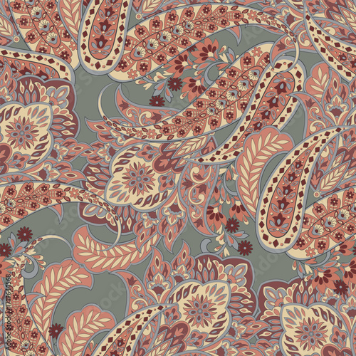 Madhubani, Kalamkari, Chinz, and Kani seamless pattern. Shirting fabric, Ajrakh and Ikat styles. Patola backdrop. Vector Floral allover design