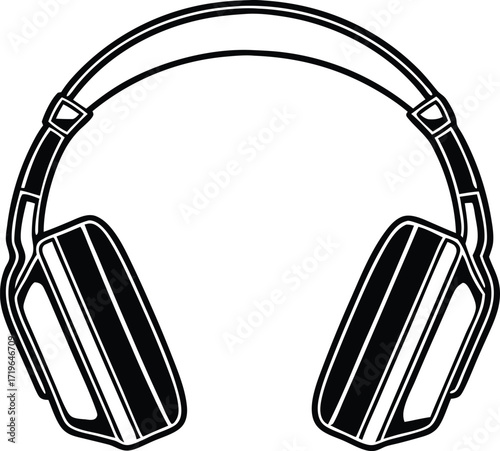headset silhouette vector, headphones microphone audio design
