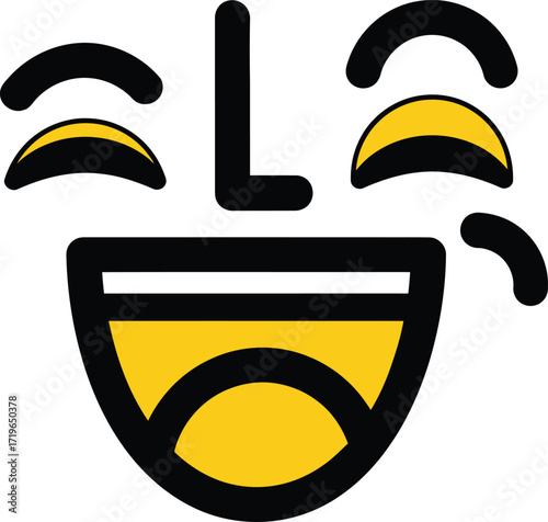 Joyful laughing emoji with closed eyes and wide open mouth