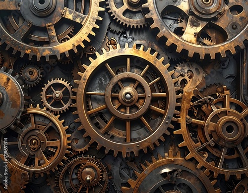 Intricate gears interlock in a complex machine
