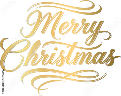 Elegant Golden Merry Christmas Calligraphy Design