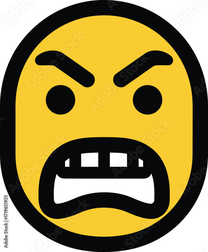 Furious yellow emoji with gritted teeth and angry eyes