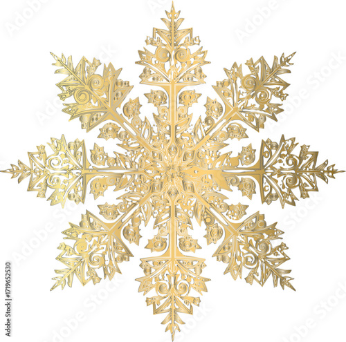 Golden Ornate Snowflake Design Elegant Vector Illustration