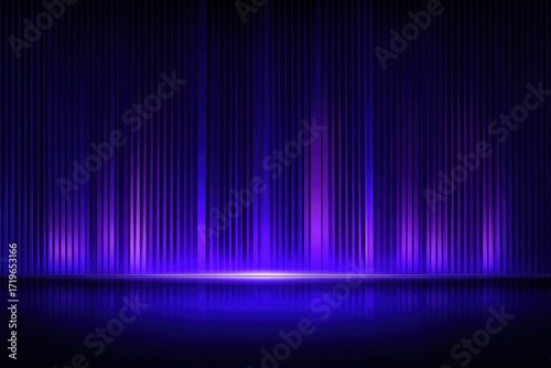 A vibrant purple and dark background design showcases vertical lines with glowing accents, creating a dynamic and modern effect.