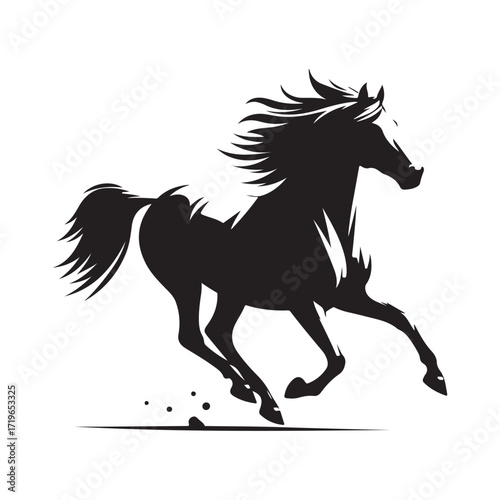 “Running Horse Silhouette Vector | Wild Horse Illustration”