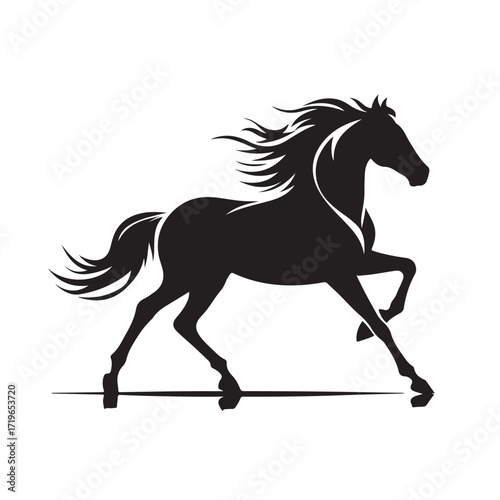“Running Horse Silhouette Vector | Wild Horse Illustration”