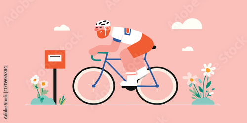 An athlete in peak condition, shown on a bicycle, showcasing speed, skill and the thrill of a journey.