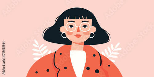 A stylish illustration of a woman with glasses and a trendy haircut, exuding an air of sophistication and modern elegance.