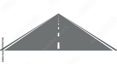 Perspective road lines signifying journey and transportation through open space isolated on white background
