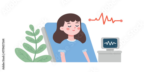 A tranquil scene unfolds, depicting a patient in a hospital setting, resting peacefully in bed. The illustration captures the essence of calm and care within a healthcare environment.