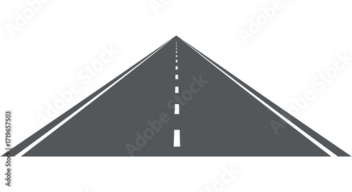 Asphalt road with white lines leading forward symbolizing travel journey transportation isolated on white background