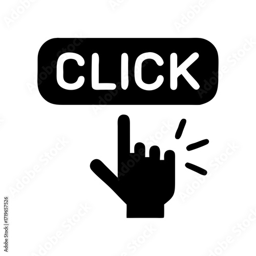 Red Click Button With White Cursor Pointer Silhouette red button mouse cursor