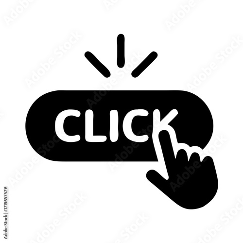 Red Click Button Silhouette with Transparent Background symbol