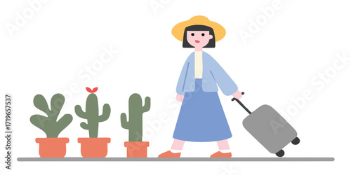 A woman begins her travel a...