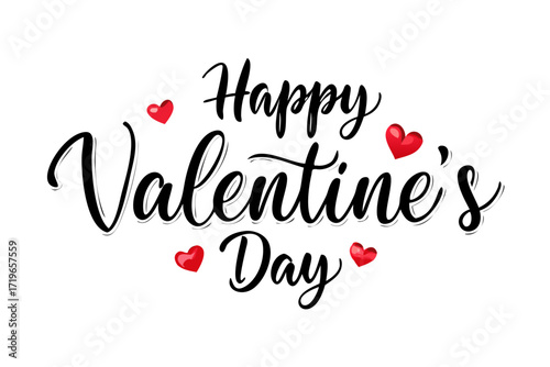 Red Hearts Floating Around Elegant Script Valentines Day Text love romance