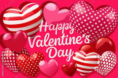 Vibrant Hearts With Happy Valentines Day Text On A Pink Background love romantic