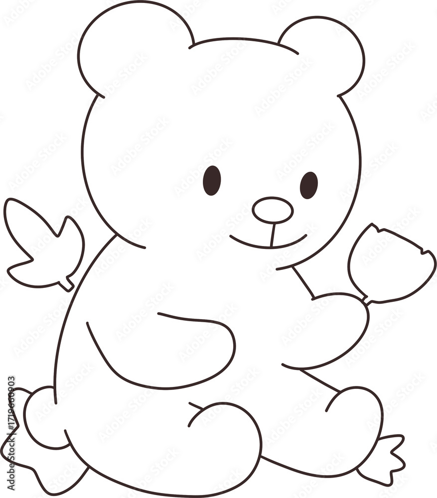 Naklejka premium 낙엽을쥐고있는 곰돌이