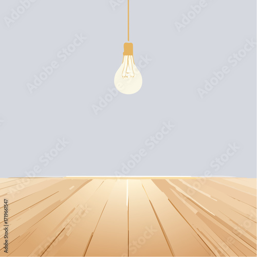 Light Bulb Hanging Over Wooden Floor