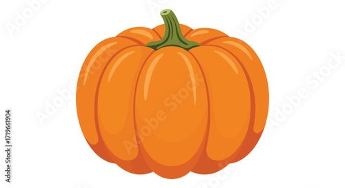 Bright orange pumpkin with green stem isolated for autumn and halloween celebrations isolated on white background