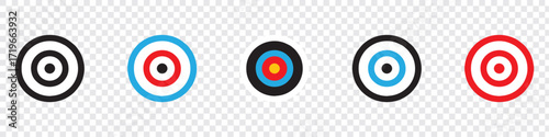 Target icons set. Goal symbol collection. Simple target with arrow. Darts icon. Hitting the bullseye icon line and flat style. Bullseye concept. Vector Illustration. Vector Graphic. EPS 10