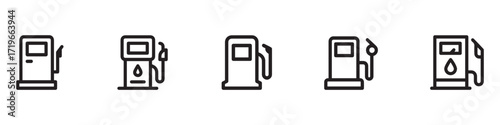 Fuel icon set. Fuel station. Gas station icons or signs. Engine oil icon symbol. Transport collection, petrol fuel. Vector illustration. EPS 10