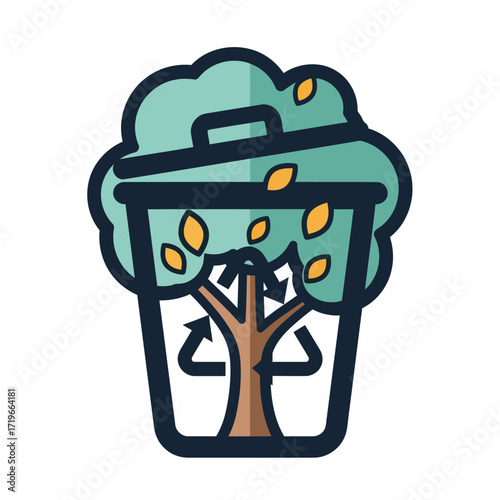 Eco-Duality Icon A Vector Illustration Symbolizing Recycling and Nature's Resilience