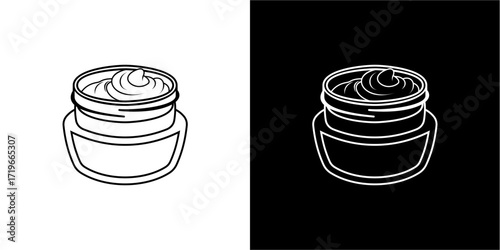 Outline drawing of a cosmetic jar filled with cream.