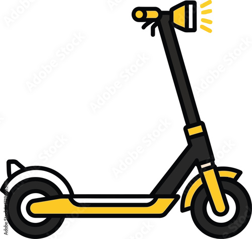 Modern electric scooter with yellow accents and headlight