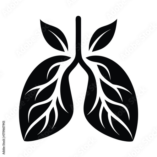 solid silhouette of human lungs with flowing air