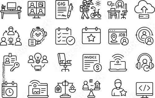 Gig Economy and Remote Work Icons
