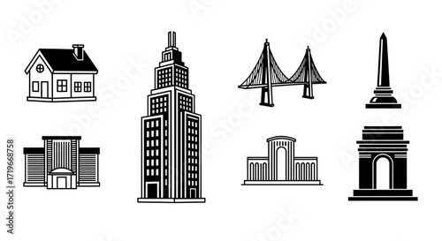 Architectural Icons: A Collection of Buildings, Bridges, and Monuments in Black and White