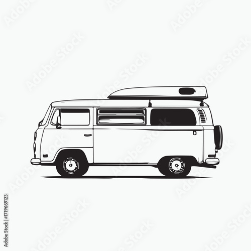 vector illustration of a vintage campervan