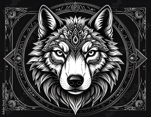 Intricate wolf portrait
