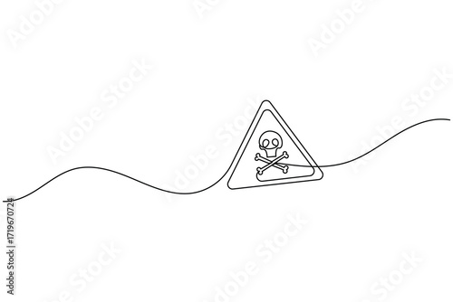 Danger warning sign exclamation mark triangle one line drawing  and minimalist style isolate outline vector illustration
