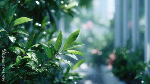 Lush Green Leafy Plant with Cinematic HDR Macro Photography and Bokeh