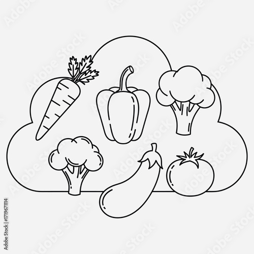 Fresh Vegetables Illustration A Collection of Healthy Produce and Nutritious Food Items