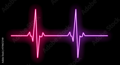 Two vibrant neon heartbeat ekg lines on a dark background